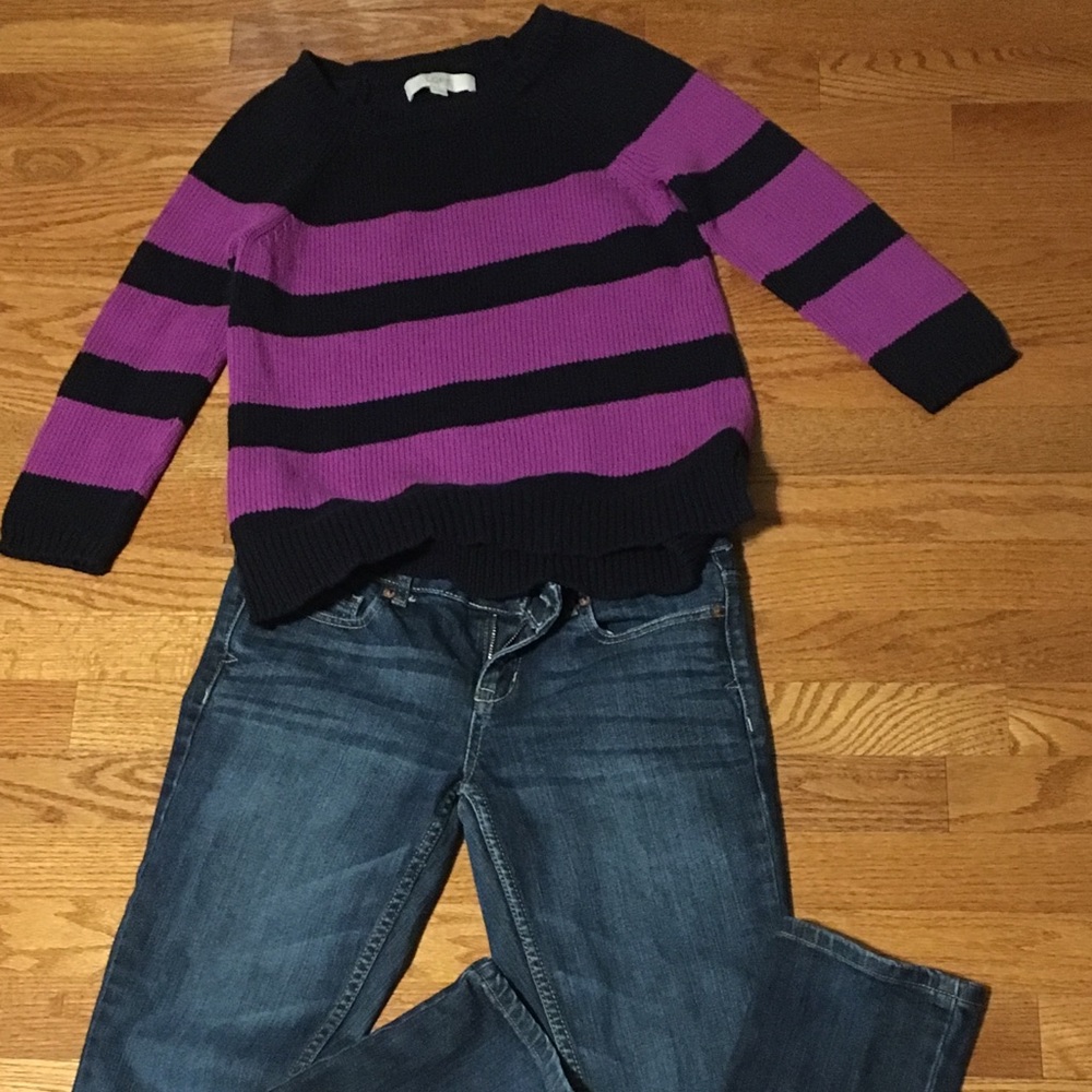 Size small warm purple and navy Loft sweater